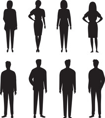silhouettes of business people on white background