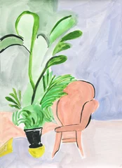 Gordijnen abstract interior. watercolor painting. illustration © Anna Ismagilova