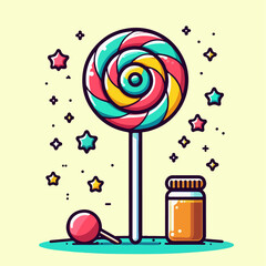 vector illustration of colorful lollipops