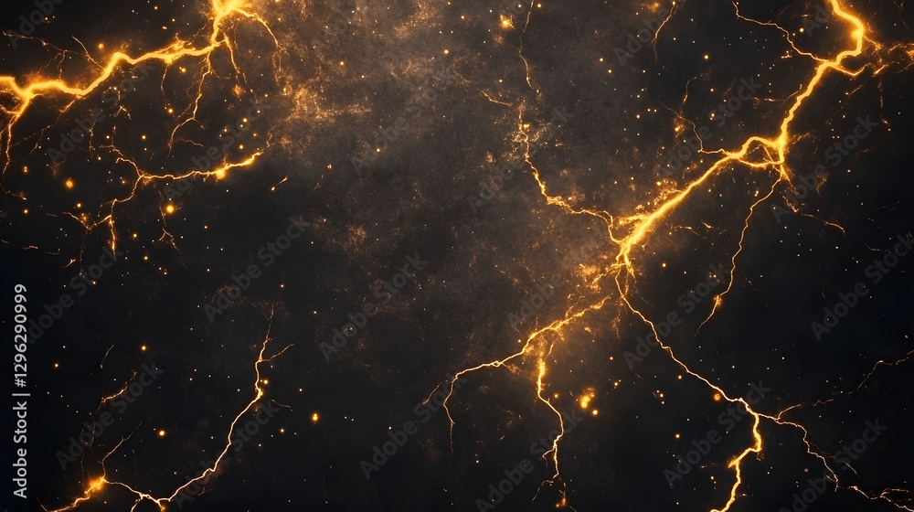 Aufkleber Electric lightning sparks effects in science exploration abstract background dynamic view