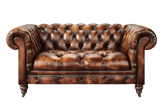 Here’s a title suggestion for Adobe Stock:  

**"Vintage Chesterfield Leather Sofa – Classic Brown Tufted Couch on Isolated Background"**  

Let me know if you want any modifications!