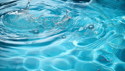 close up of water surface with bubbles creating ripples in a turquoise pool