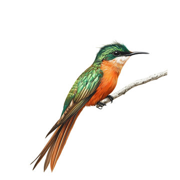 Rufous-tailed jacamar with iridescent green