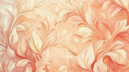 Elegant wallpaper design, featuring soft peach curled patterns, with a simple yet timeless aesthetic, suitable for indoor decoration.