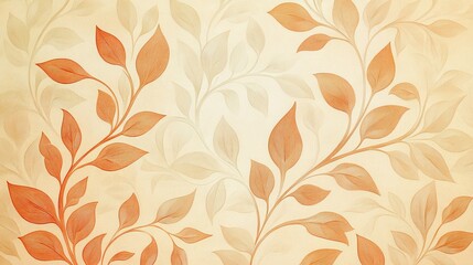 Elegant wallpaper design, featuring soft peach curled patterns, with a simple yet timeless aesthetic, suitable for indoor decoration.