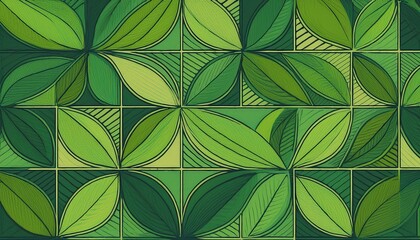 green geometric mosaic seamless pattern illustration with nature abstract shapes fresh organic concept background print eco friendly minimalist shape texture geometry collage