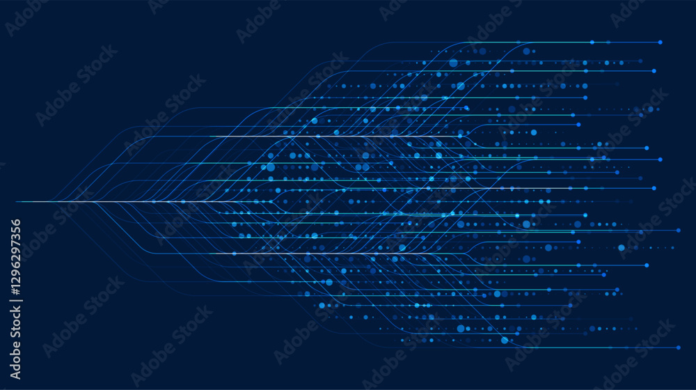 Poster big data visualization. social network, financial analysis of complex databases. data mining. vector