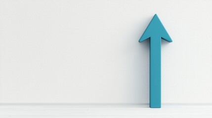 Blue Arrow Pointing Upward Against a Minimalist White Background