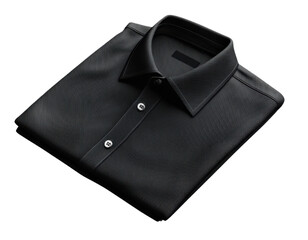 folded black shirt with collar and buttons, showcasing sleek design