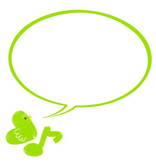 かわいい小鳥と音符の吹き出し素材