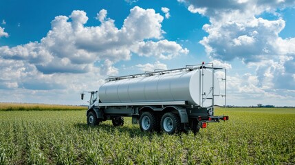 Obraz premium Water Tank Trailer on Farm: Agricultural Transport for Water Supply