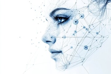 Obraz premium Medical illustration showing detailed Botox injection points on female face anatomy for aesthetic procedures. Generative AI