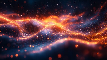 Big data technology and data science illustration featuring data flow concept, querying, analyzing, and visualizing complex information with neural networks for artificial intelligence