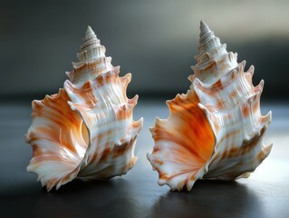 Obraz premium Whelk Shell: Two Views of Lightning Whelk in Natural Tropical Setting