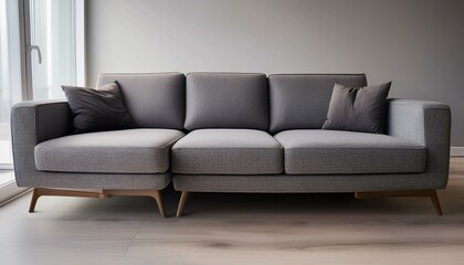 modern gray sofa with minimalist design perfect for contemporary living spaces its clean lines and comfortable seating make it ideal choice for any home