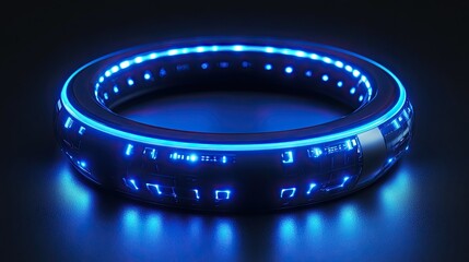 Blue and black 3D futuristic technology glow banner. 