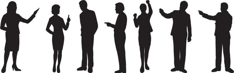 business people standing in group of silhouette
