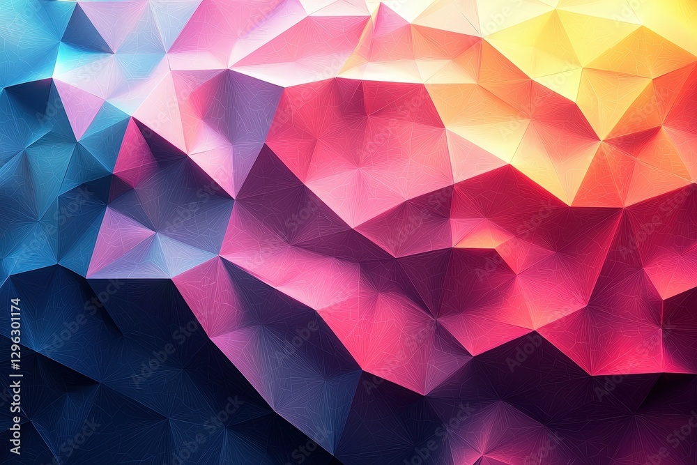 Poster abstract colorful polygonal pattern with vibrant hues blending seamlessly in a modern artistic desig