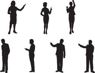 business people standing in group of silhouette
