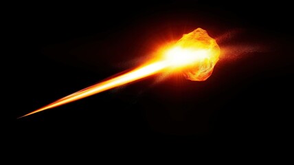 fiery meteor streaking across a dark background