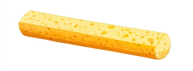 Bright Yellow Cheese Stick Isolated on White Background