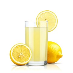 Lemon citrus in the glass white background.