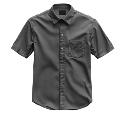 Shirt design in gray color with short sleeves and pocket
