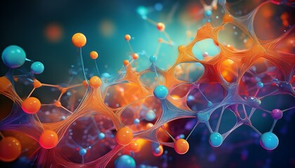 a vibrant and colorful representation of molecular structures in a digital format