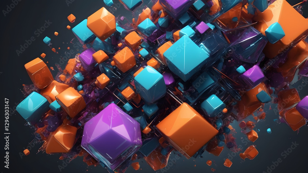 Aufkleber colorful abstract light background featuring 3d cubes in a vibrant pattern, designed for technology 