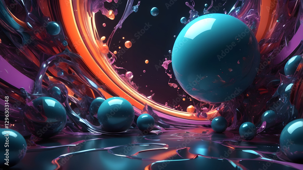 Aufkleber glowing abstract background with colorful bubbles and sparkling lights