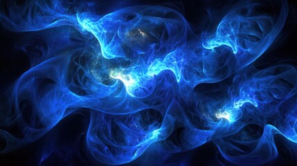 Fototapeta premium Abstract blue energy swirls, cosmic nebula background, design element