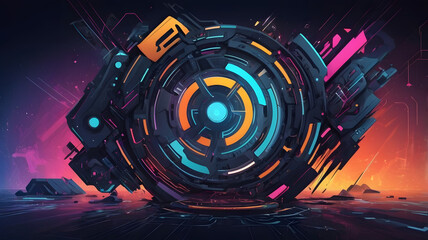 Obraz premium Abstract digital technology background with glowing lines and circuit elements in blue tones