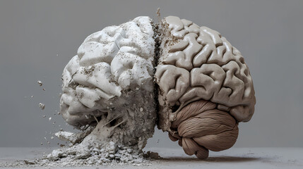 Brain Model Showing Fracture and Normal Structure