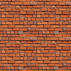 Fototapeta premium Red brick wall surface, weathered with age. The brick pattern is slightly uneven. Seamless pattern, four tiles