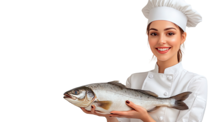 Culinary Artisan: A skilled chef proudly displays a freshly caught fish, embodying culinary expertise and the artistry of gastronomy