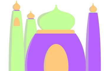 Illustration of colorful mosque with minarets