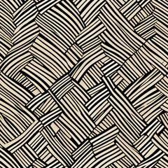 Fototapeta premium Abstract pattern of black and white intersecting lines. Seamless pattern, one tile