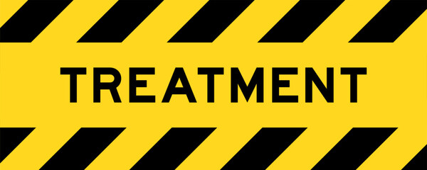 Yellow and black color with line striped label banner with word treatment