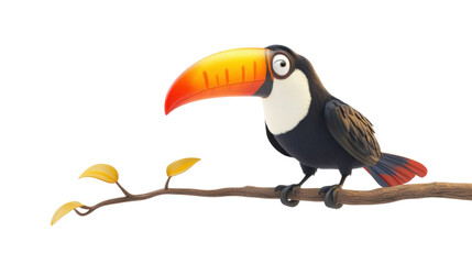 Fototapeta premium toucan bird on a branch isolated on transparent background