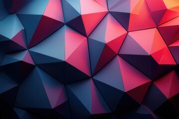 Obraz premium Abstract Geometric Background of Colorful Triangular Shapes in Shades of Blue, Pink, and Purple for Creative Designs