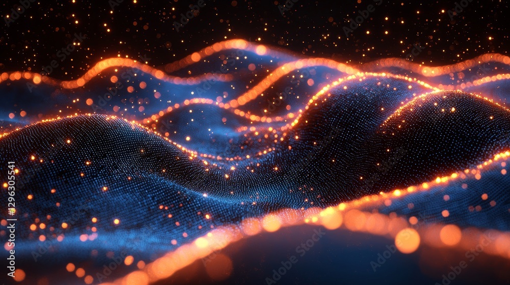 Poster A tech abstract network featuring glowing nodes and interconnected luminous pathways