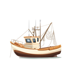 Simplistic Vector Image of a Small Fishing Boat