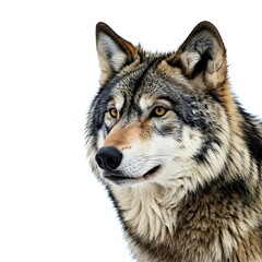 Fototapeta premium Wolf isolated on white front view image.