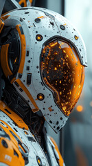 Futuristic Astronaut Helmet Close-up