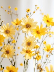 yellow flowers on white background