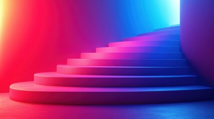Obraz premium Vibrant Stairs with Colorful Lighting in a Contemporary Setting for Modern Design and Art Concepts