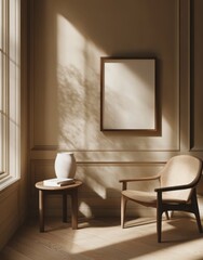 Modern Minimalist Interior with Armchair and White Vase