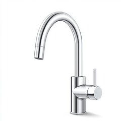 Modern Chrome Faucet with Curved Design and Sleek Handle