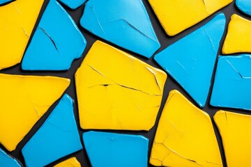 It should have sharp angles and splashes of paint that resemble broken glass. The design incorporates bold geometric shapes. In some places, there will be small black strokes to add depth and