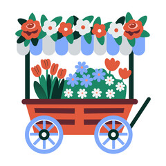 A flat style illustration of flower cart © SmashingStocks